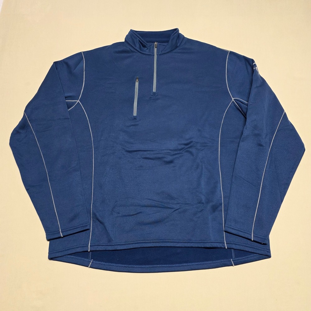 Peter Millar Crown Sport Mens XL Navy Blue 1/4 Zip Pullover Workday Logo Golf